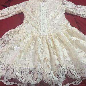 Elegant Cream Lace Prom Dress